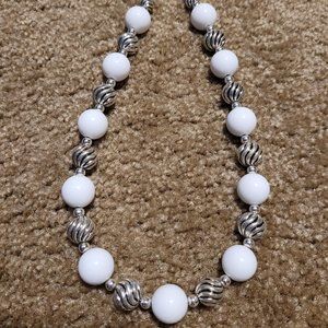 Vintage white and silver bead necklace